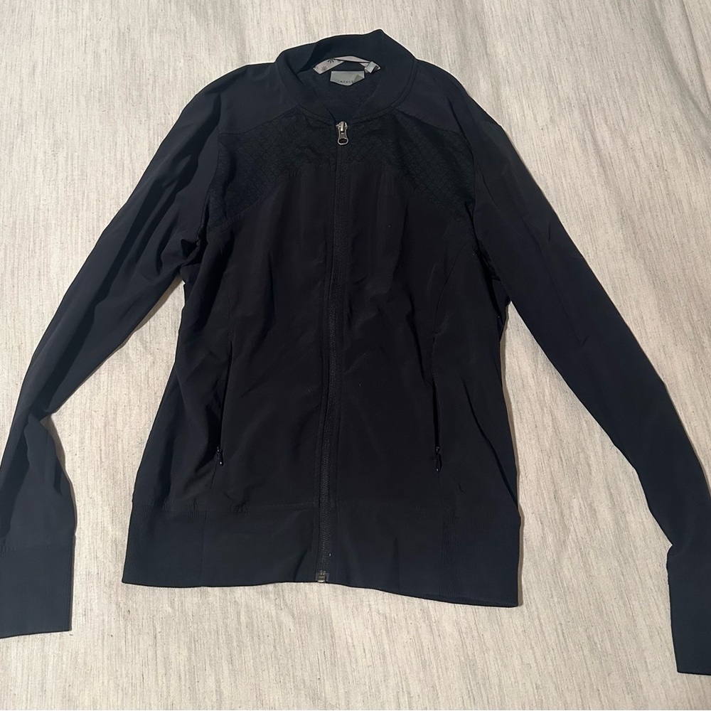Athleta thin black zip-up workout jacket